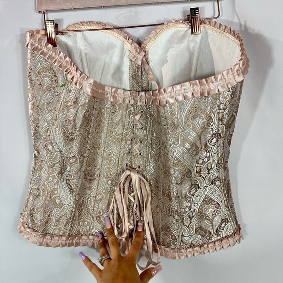 NWT alivila y fashion rose gold paisley corset size 5XL - Picture 6 of 11